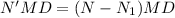 N'MD = (N-N_1)MD N'MD = (N-N_1)MD